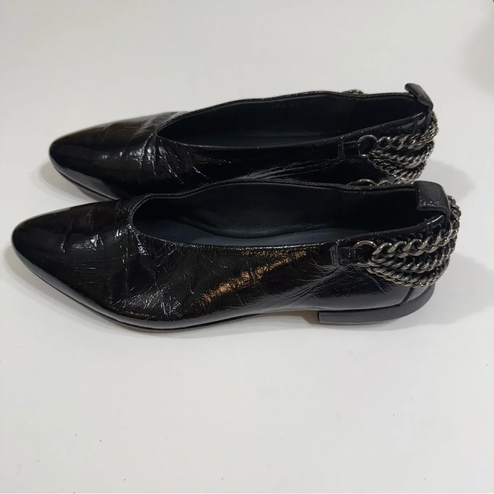 Homers Baby Flat with Chain Superluxe Black Patent Leather Shoes Size 7